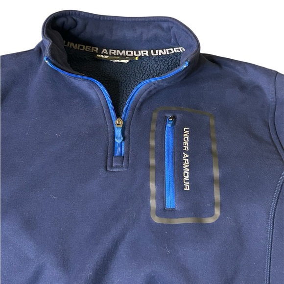 Men’s Under Armour Fleece 1/4 Zip, Size Medium, Midnight Blue - Picture 3 of 5